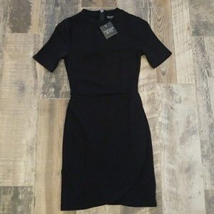 NWT Topshop Petites Black Wrap Bodycon Dress 0P
